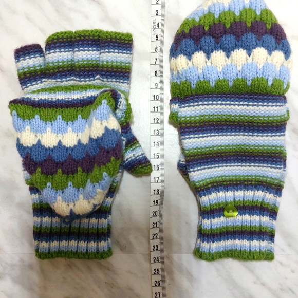 SOLD! ***⛄️Aero Striped Convertible Flip-Top Gloves with Cap - Size M - Picture 11 of 12